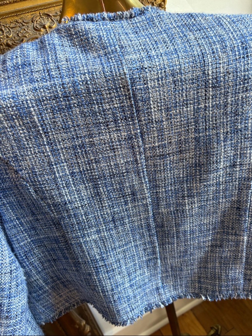 Maeve for Anthropologie Blue Tweed Pearl-Button Cropped Jacket - Picture 7 of 7